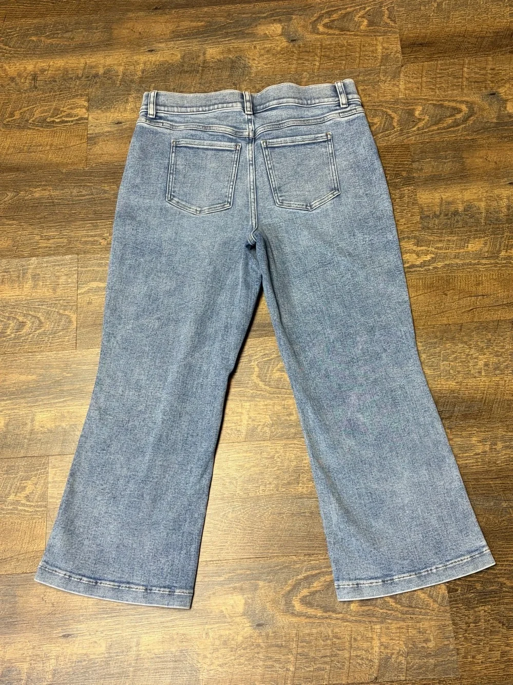 SPANX Cropped Kick Flare Jeans XL Petite Blue Pull On High Rise EveryWear